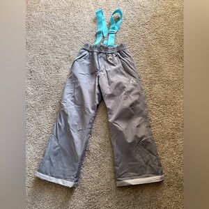 Gray Snow Pants with Removable Suspenders